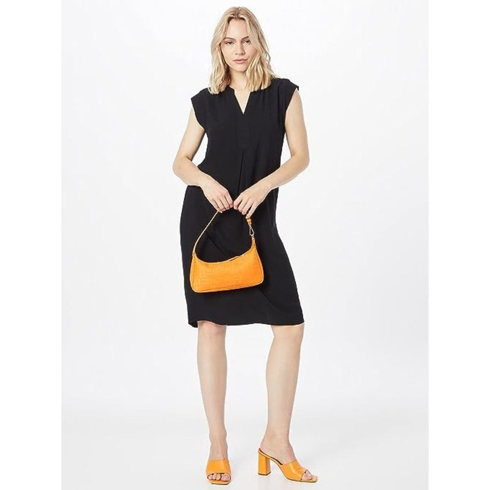 Jones New York Womens Shift Mini Dress Split V Neck Cap Sleeve Black Size 4